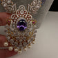 CZ Beads Long Color Stone Necklace - Purple