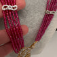 CZ Beads Long Color Stone Necklace - Red