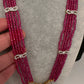 CZ Beads Long Color Stone Necklace - Red