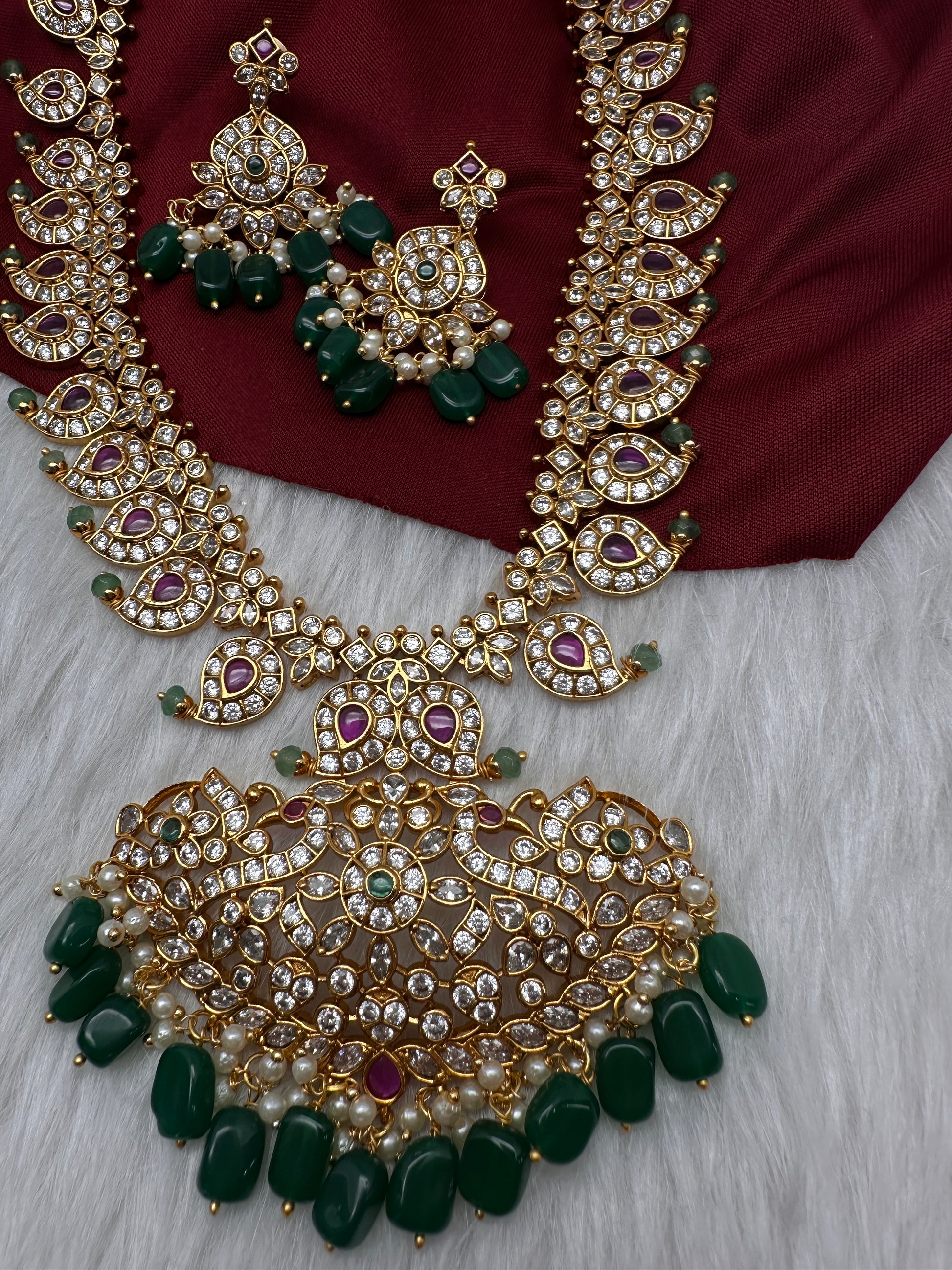 Ethnic Mango Mala Traditional Kemp Long Necklace - 