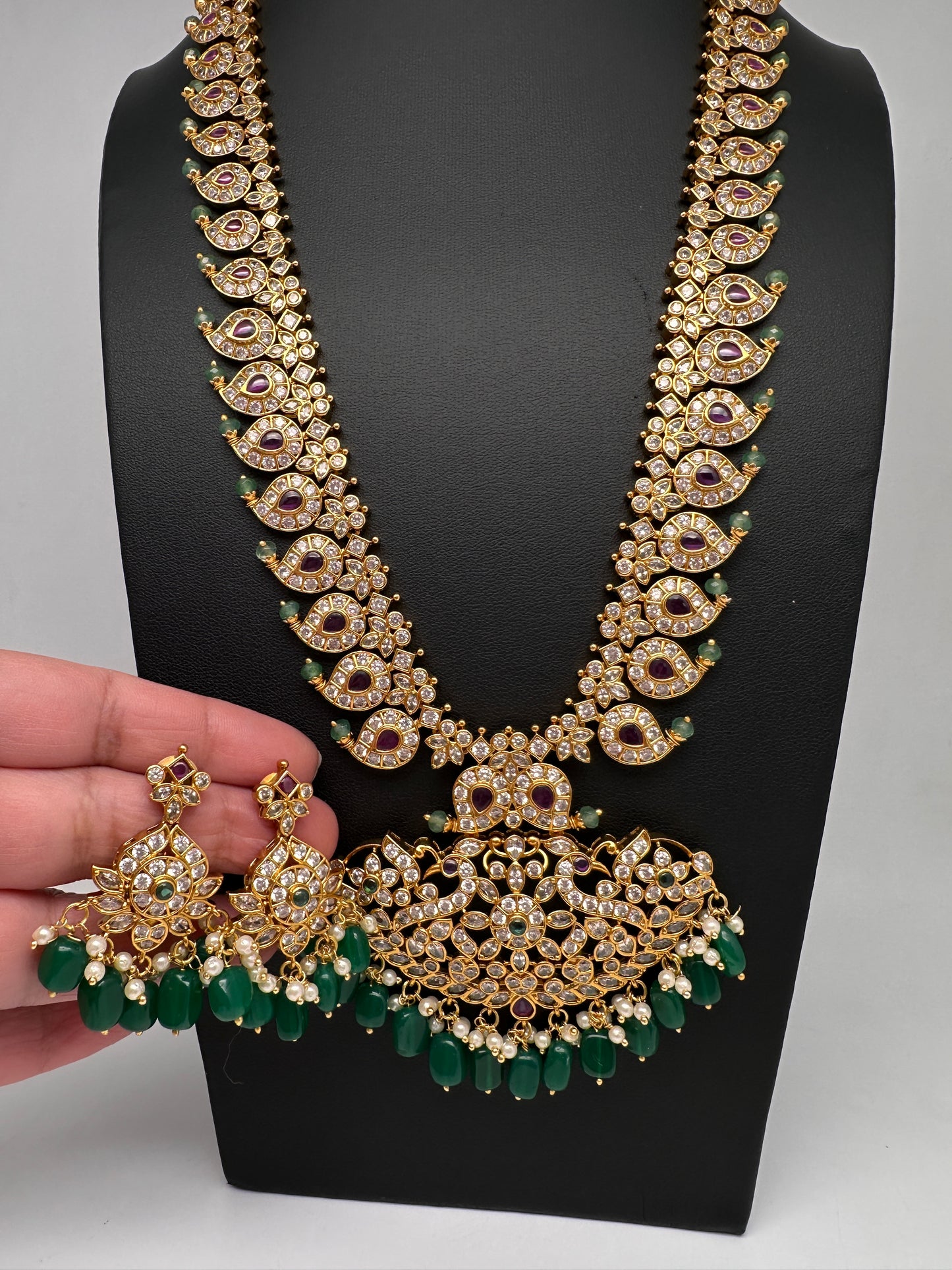 Ethnic Mango Mala Traditional Kemp Long Necklace - 