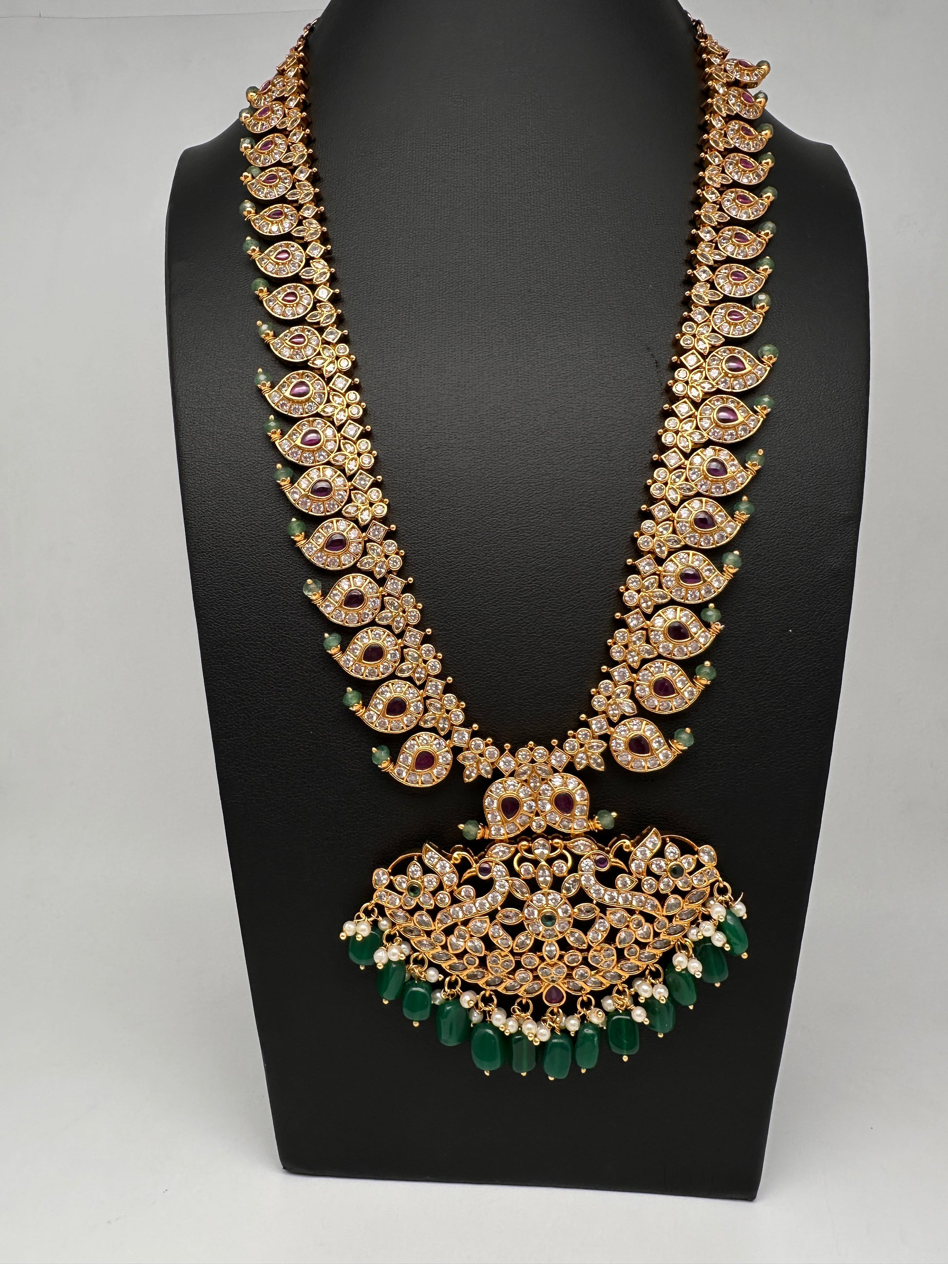 Ethnic Mango Mala Traditional Kemp Long Necklace - 