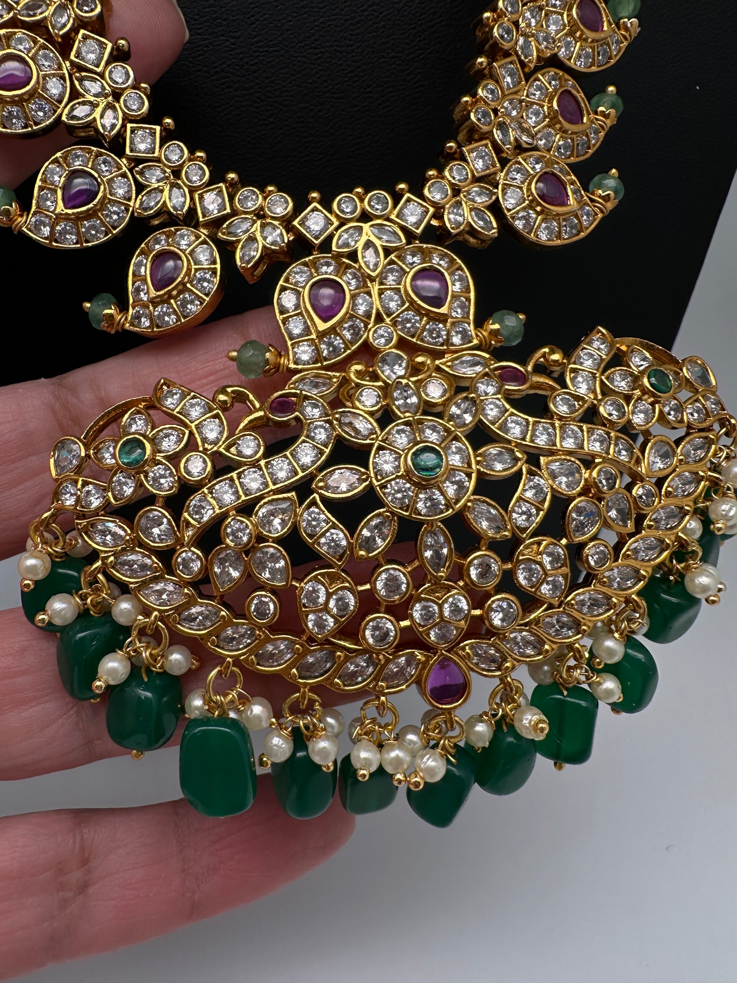 Ethnic Mango Mala Traditional Kemp Long Necklace - 