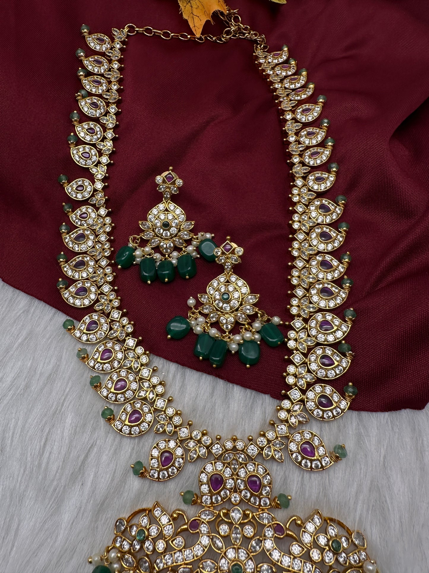Ethnic Mango Mala Traditional Kemp Long Necklace - 
