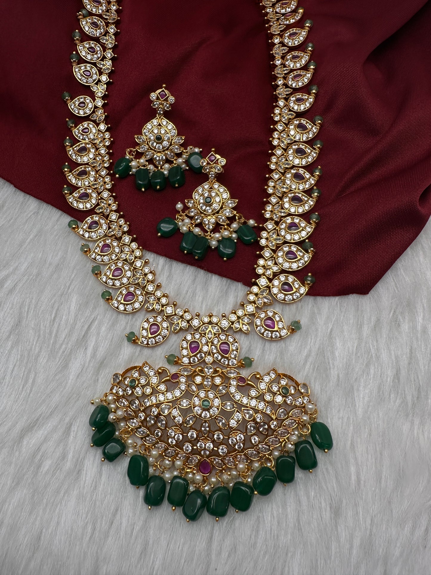Ethnic Mango Mala Traditional Kemp Long Necklace - 