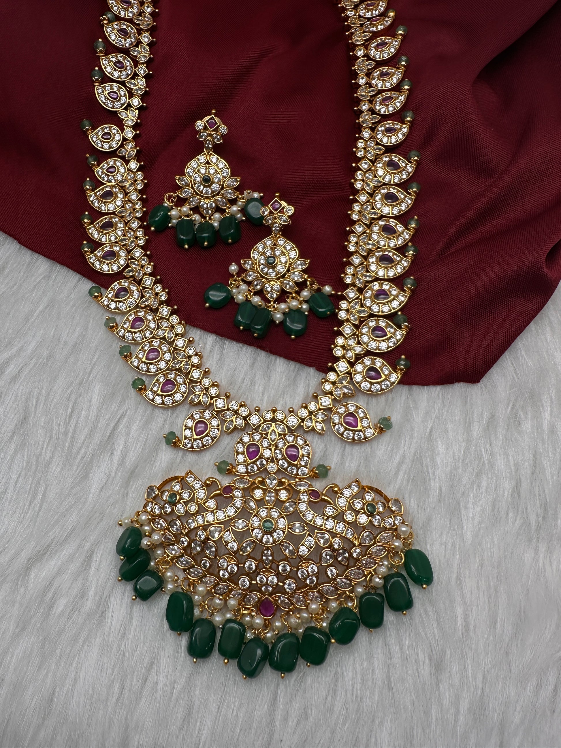 Ethnic Mango Mala Traditional Kemp Long Necklace - 