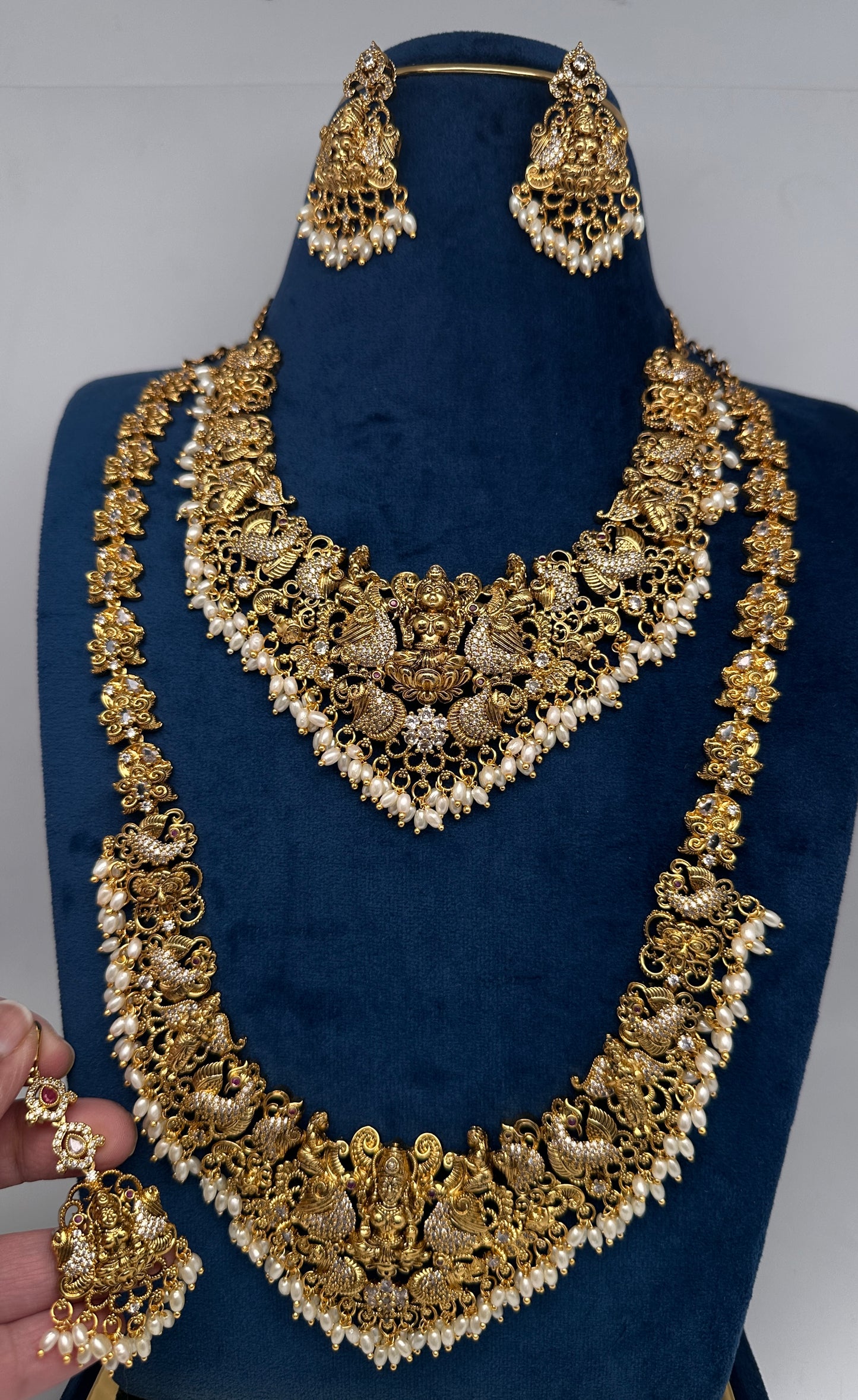 Traditional Matte Goddess Lakshmi Combo Necklace Set - 