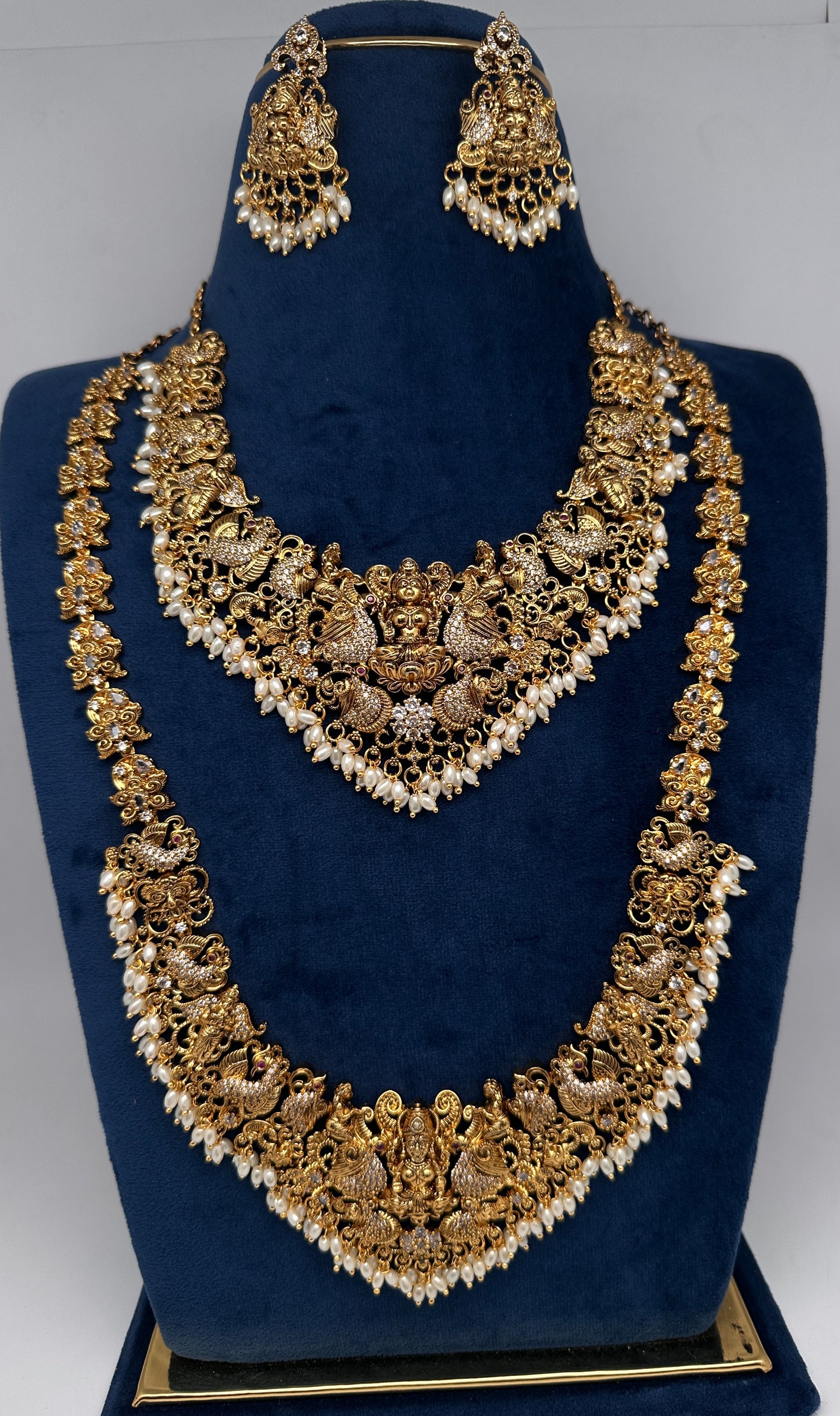 Traditional Matte Goddess Lakshmi Combo Necklace Set - 