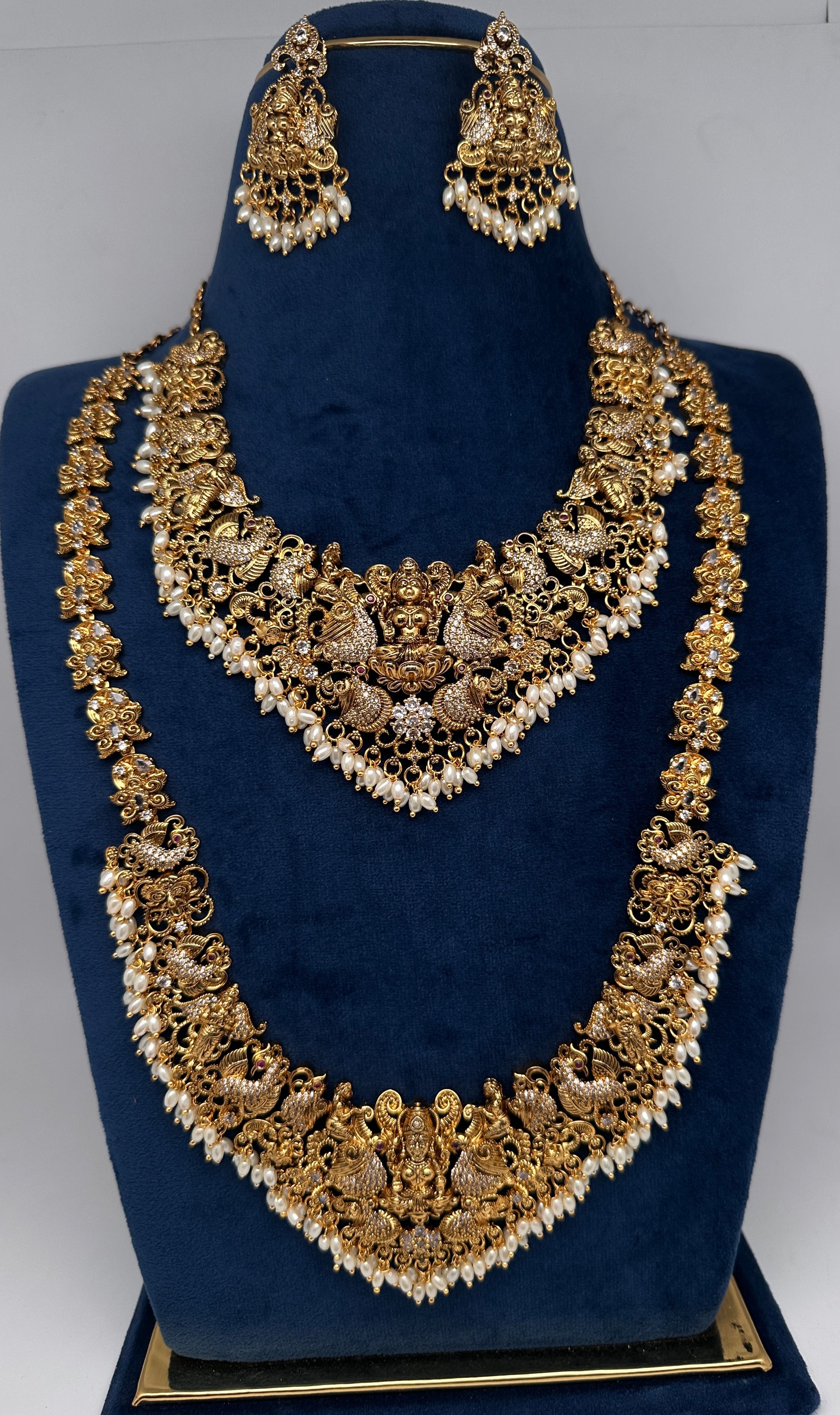 Traditional Matte Goddess Lakshmi Combo Necklace Set - 
