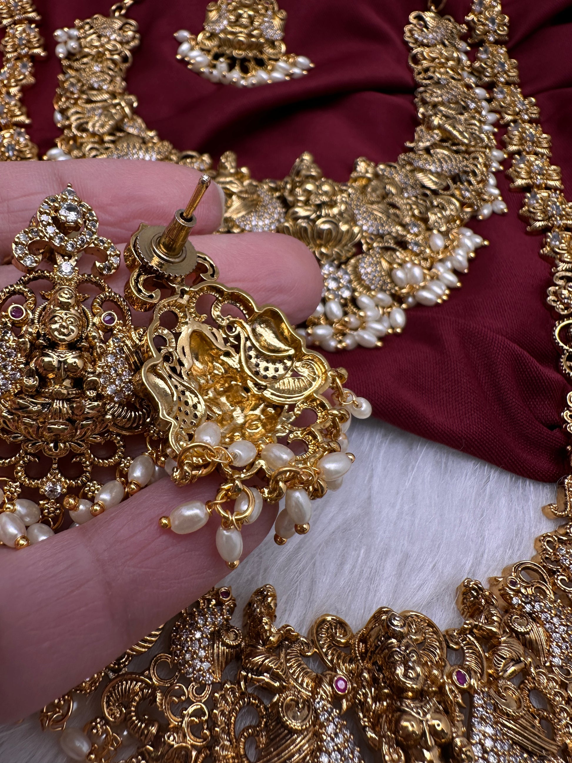 Traditional Matte Goddess Lakshmi Combo Necklace Set - 