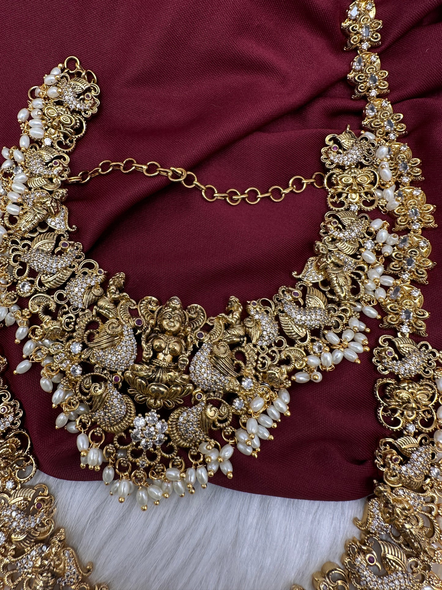 Traditional Matte Goddess Lakshmi Combo Necklace Set - 