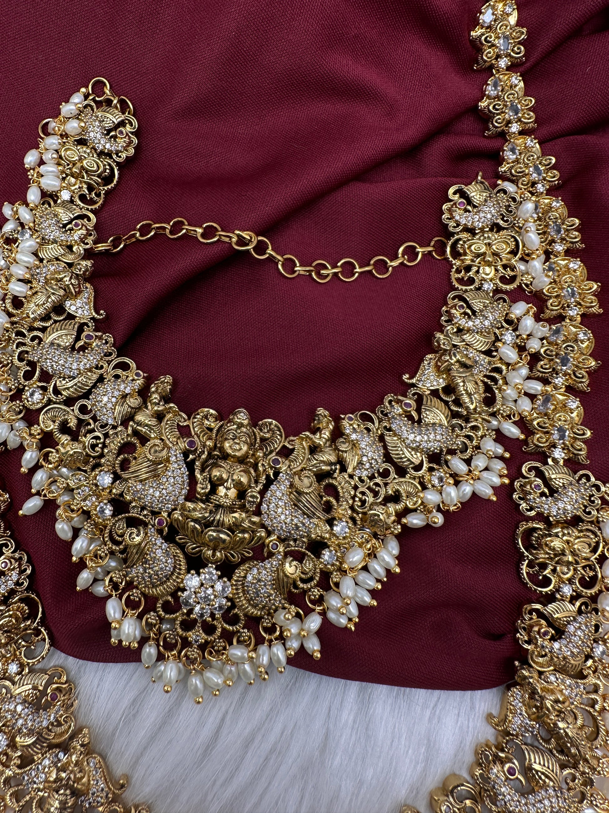 Traditional Matte Goddess Lakshmi Combo Necklace Set - 