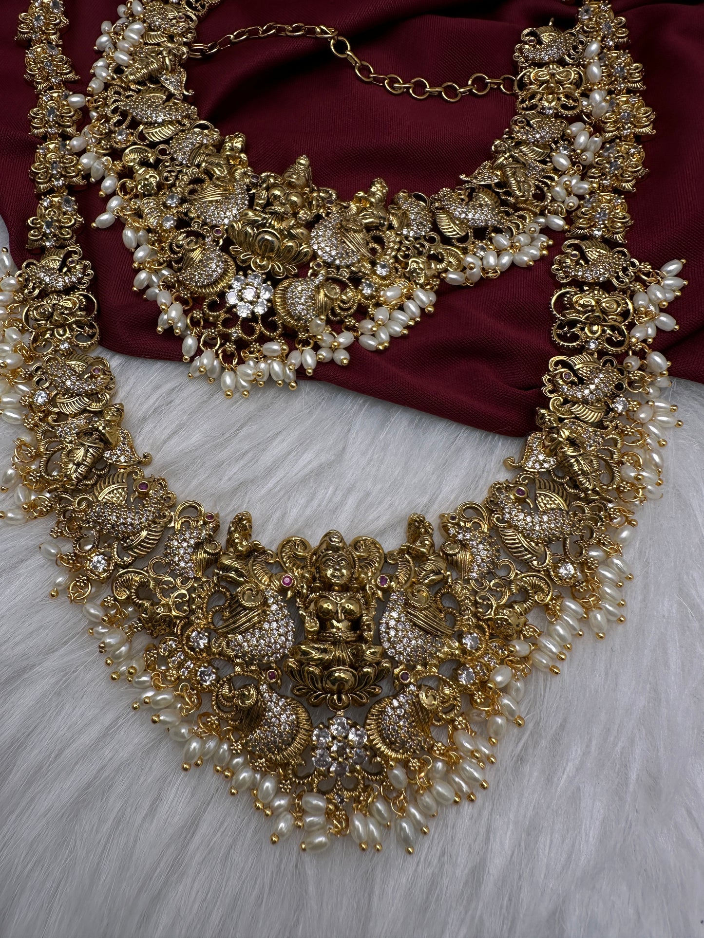 Traditional Matte Goddess Lakshmi Combo Necklace Set - 