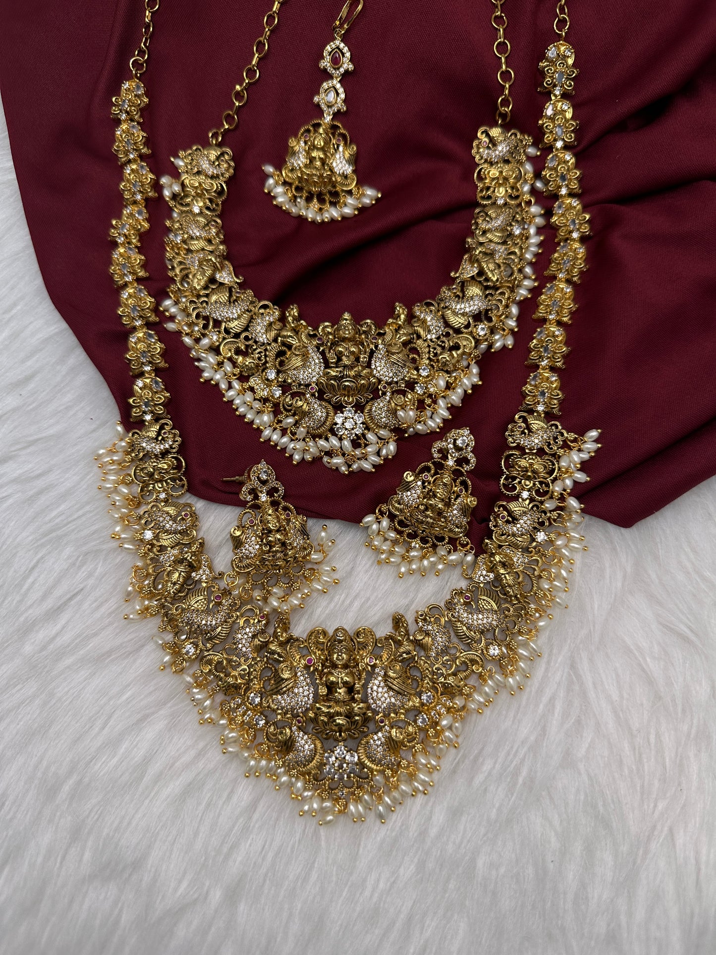 Traditional Matte Goddess Lakshmi Combo Necklace Set - 