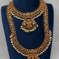 Traditional Matte Goddess Lakshmi Peacock Combo Necklace Set - 