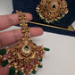 Traditional Matte Goddess Lakshmi Peacock Combo Necklace Set - 