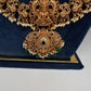 Traditional Matte Goddess Lakshmi Peacock Combo Necklace Set - 