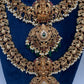 Traditional Matte Goddess Lakshmi Peacock Combo Necklace Set - 
