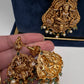 Nakshi Matte Goddess Lakshmi Emerald Long Necklace - 