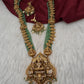 Nakshi Matte Goddess Lakshmi Emerald Long Necklace - 