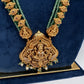 Nakshi Matte Goddess Lakshmi Emerald Long Necklace - 