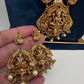 Nakshi Matte Goddess Lakshmi Emerald Long Necklace - 