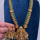 Nakshi Matte Goddess Lakshmi Emerald Long Necklace - 