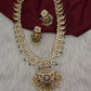 CZ 4-1 Mango Mala Long Necklace Comes with 3 Pendents and Jhumkas - 
