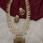 CZ 4-1 Mango Mala Long Necklace Comes with 3 Pendents and Jhumkas - 