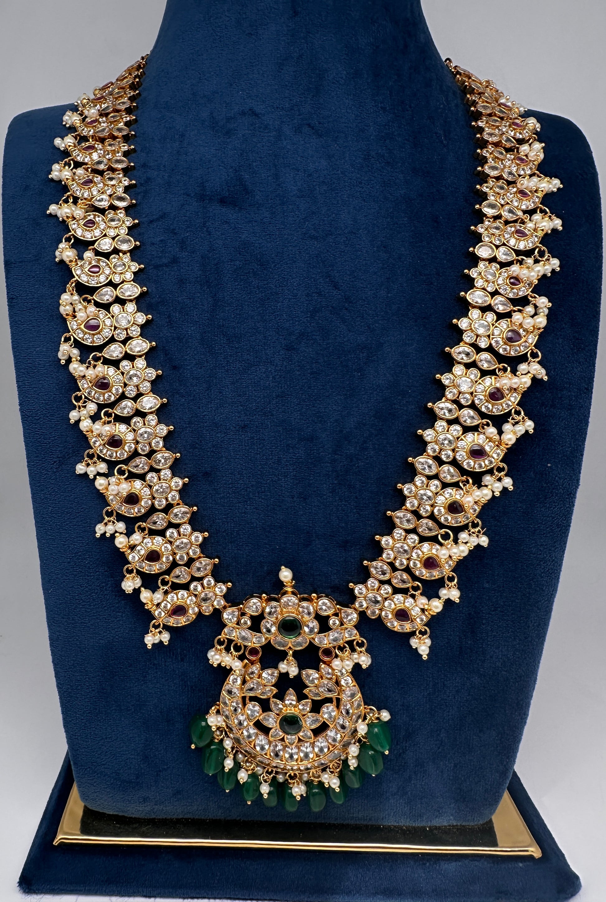 CZ Chandballi Mango Mala Long Necklace - 