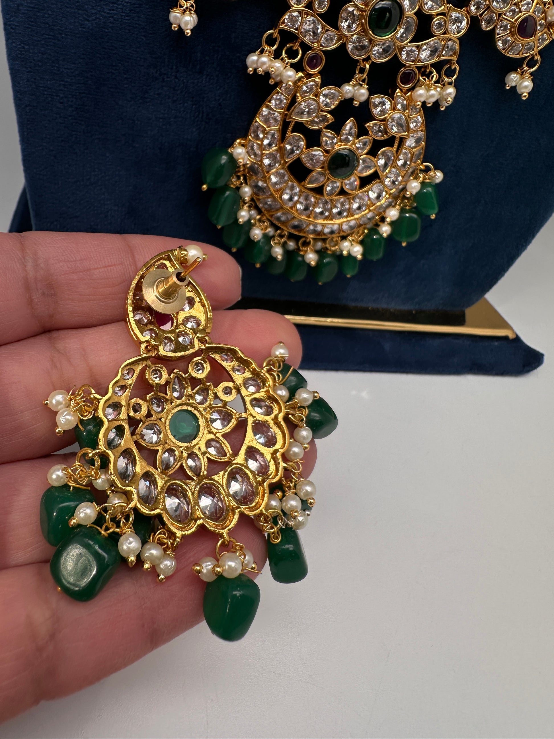 CZ Chandballi Mango Mala Long Necklace - 