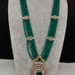 CZ Beads Peacock Long Color Stone Necklace - Green
