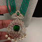 CZ Beads Peacock Long Color Stone Necklace - Green