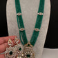 CZ Beads Peacock Long Color Stone Necklace - Green