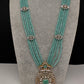 CZ Beads Peacock Long Color Stone Necklace - MintGreen