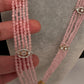 CZ Beads Peacock Long Color Stone Necklace - Pink