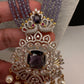 CZ Beads Peacock Long Color Stone Necklace - Purple