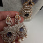 CZ Beads Peacock Long Color Stone Necklace - Purple