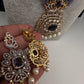 CZ Beads Peacock Long Color Stone Necklace - Purple