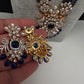 CZ Beads Birdie Long Color Stone Necklace - Blue