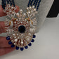 CZ Beads Birdie Long Color Stone Necklace - Blue