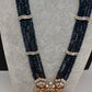CZ Beads Birdie Long Color Stone Necklace - Blue