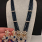 CZ Beads Birdie Long Color Stone Necklace - Blue