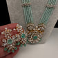 CZ Beads Birdie Long Color Stone Necklace - MintGreen