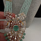 CZ Beads Birdie Long Color Stone Necklace - MintGreen