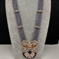 CZ Beads Birdie Long Color Stone Necklace - Purple