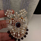CZ Beads Birdie Long Color Stone Necklace - Purple