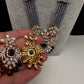 CZ Beads Birdie Long Color Stone Necklace - Purple