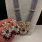 CZ Beads Birdie Long Color Stone Necklace - Purple