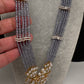 CZ Beads Birdie Long Color Stone Necklace - Purple